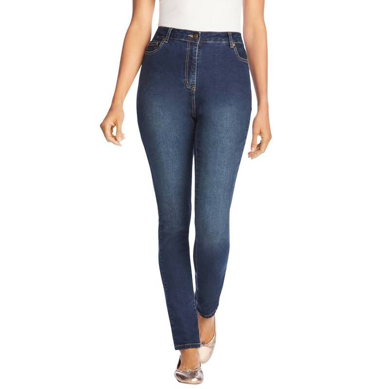 ウーマン ウィズイン レディース ボトムス デニムパンツ プラスサイズ ジーンズ Woman Within Plusize StretchDenim SlimLeg FivePocket Jeans Midnight Sanded デニム