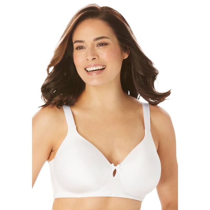 コンフォート チョイス レディース アンダーウェア ブラジャー プラスサイズ Tシャツ Comfort Choice Womens Plusize BackSmoothing Wireless TShirt Bra White ホワイト