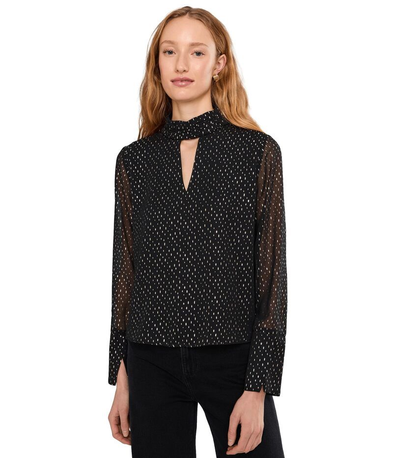 ヴィンスカムート レディース トップス シャツ モックネック Vince Camuto Mock Neck Front Keyhole Long Bell Sleeve Rich Black ブラック 17,026円