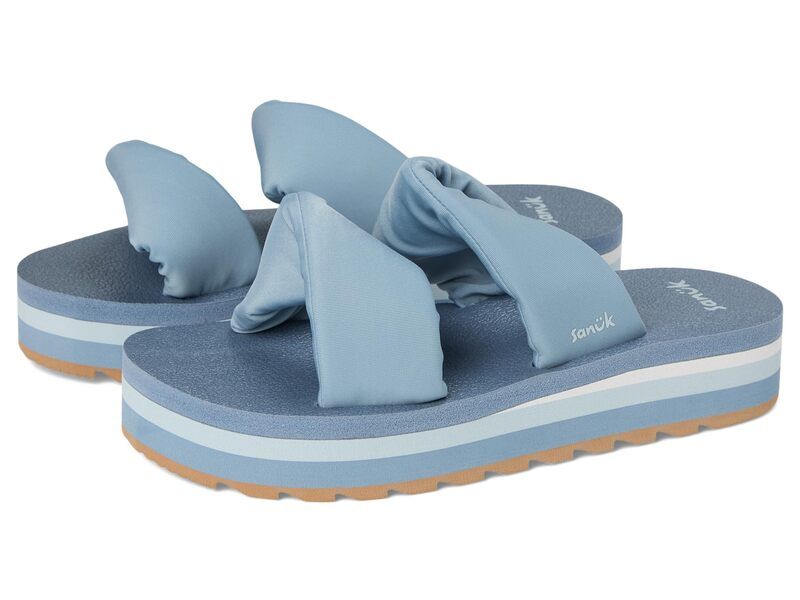 サヌーク レディース シューズ サンダル Sanuk Yoga Twistnslidenim Blue デニム