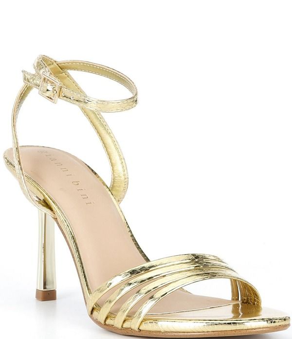 ジャンビニ レディース シューズ サンダル プリントール Gianni Bini Dafney Metallic Snake Print Strappy Dressandals Titanium Gold ゴールド