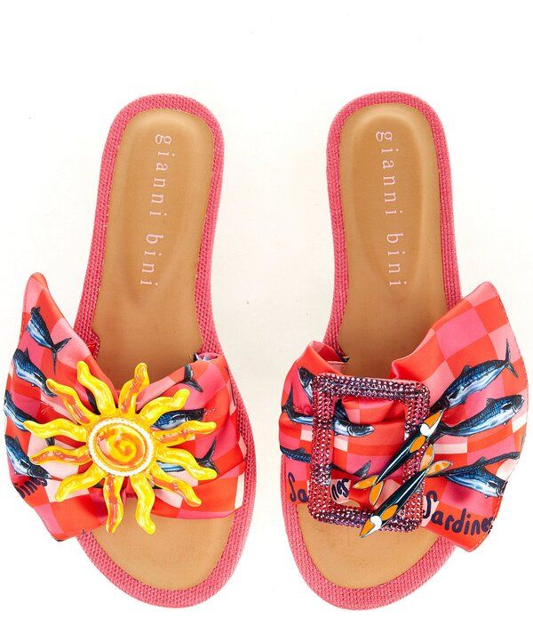 ジャンビニ レディース シューズ パンプス サンダル Gianni Bini Jelassi Mismatched Sun and Sardine Ornament Slide Sandals Multi マルチカラー