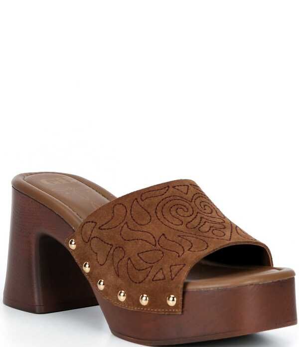 ジービー レディース シューズ サンダル プラットフォーム スエード GBuckAroo 2 Suede Studded Wood Platform Sandals Hash Brown ブラウン