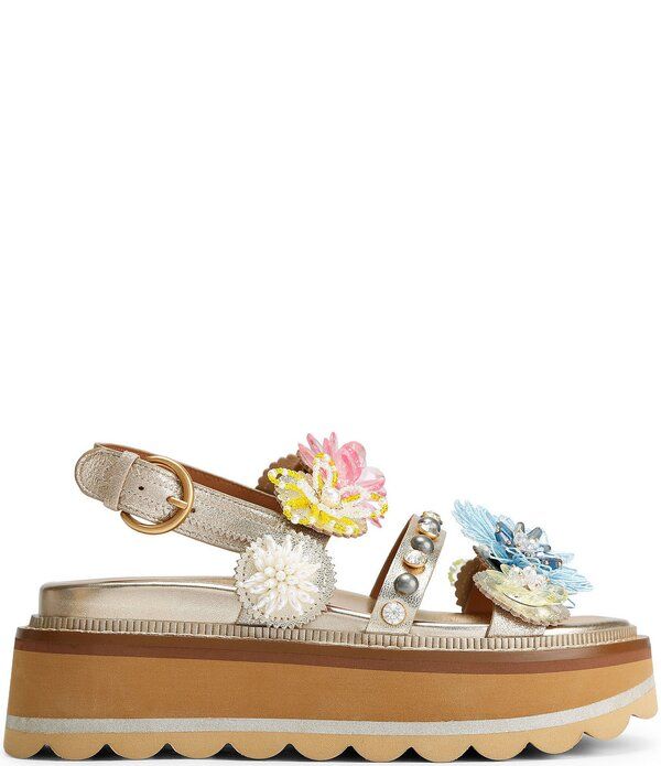 カートジェイガーロンドン レディース シューズ サンダル プラットフォーム レザー Kurt Geiger London Octavia Flower and Gemstonembellished Leather Slingback Platform Sand