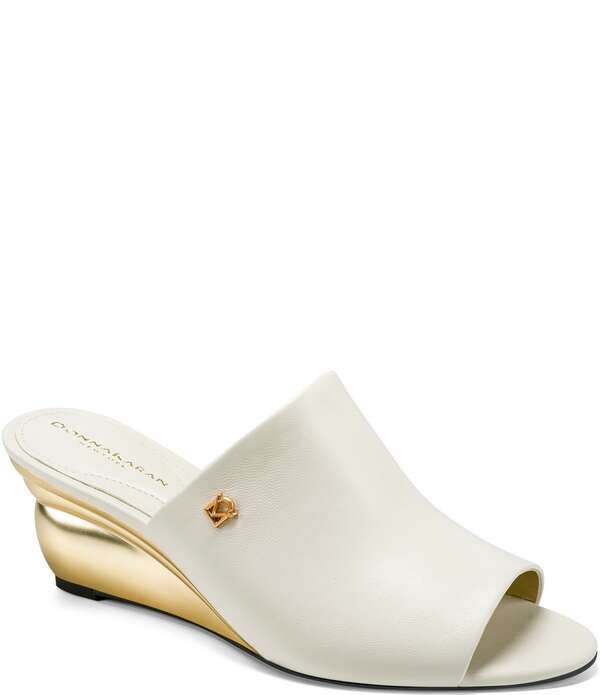 ダナキャラン レディース シューズ サンダル レザー Donna Karan Donna Leather Wedge Slide Sandals Ivory アイボリー