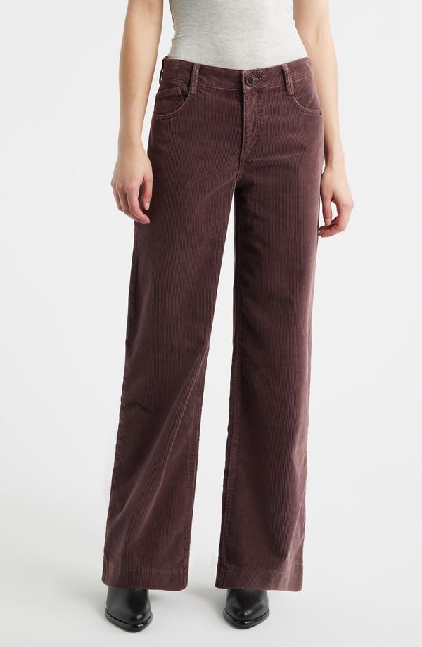 ウィットウィズダム レディース ボトムス レギンス ワイドレッグ コーデュロイ ハイウエスト パンツ Wit Wisdom Sam High Waist Wide Leg Corduroy Pants Washed Oxblood オックスブラッド