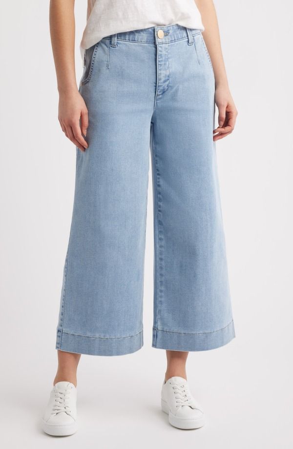 ウィットウィズダム レディース ボトムス カジュアルパンツ ワイドレッグ ジーンズ Wit Wisdom Whitney Skyrise Crop Wide Leg Jeans Light Blue ブルー