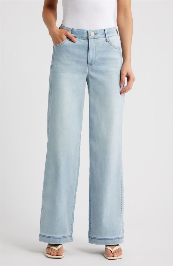 ウィットウィズダム レディース ボトムス デニムパンツ ワイドレッグ ジーンズ Wit Wisdom Gracie Skyrise Side Seam Wide Leg Jeans Light Blue Vintage ブルー