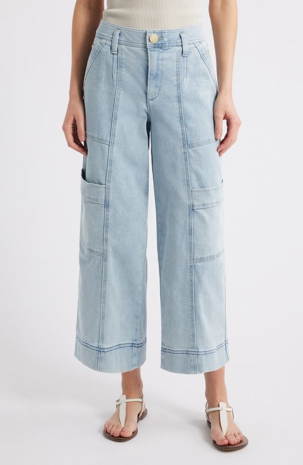 ウィットウィズダム レディース ボトムス レギンス ワイドレッグ パンツ コットン Wit Wisdom Skyrise Cotton Crop Wide Leg Utility Pants Light Blue ブルー