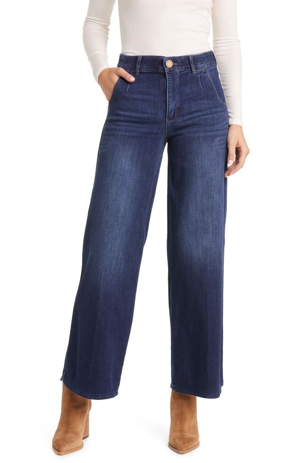 ウィットウィズダム レディース ボトムス デニムパンツ ワイドレッグ ジーンズ Wit Wisdom Whitney Skyrise Wide Leg Jeans Indigo インディゴ