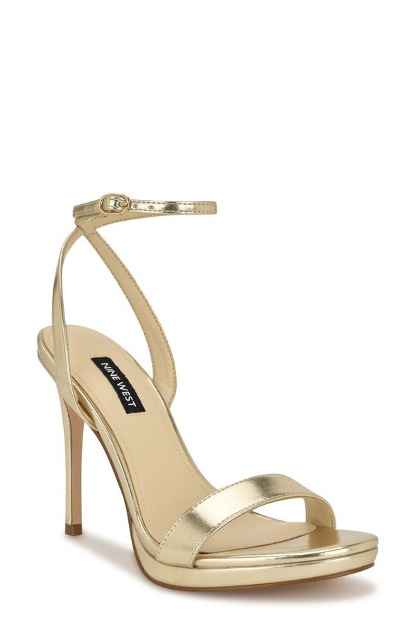 ナインウェスト レディース シューズ ヒール サンダル アンクル Nine West Loolankle Strap Sandal Gold ゴールド