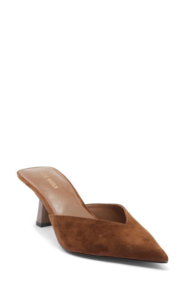 スティーブ マデン レディース シューズ ヒール Steve Madden Mod Pointed Toe Mule Pump Brown Suede ブラウン