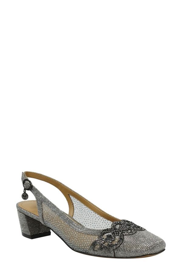 ジェイレニー レディース シューズ ヒール J Rene Faleece Crystal Embellished Slingback Pumpewter Glitter Mesh Fabric ピューター