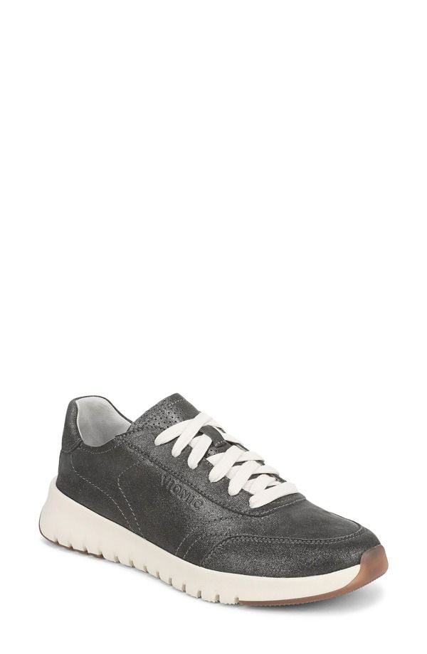 バイオニック レディース シューズ スニーカー トール スエード Vionic Uptown Metallic Suede Sneaker Polluted Silver シルバー