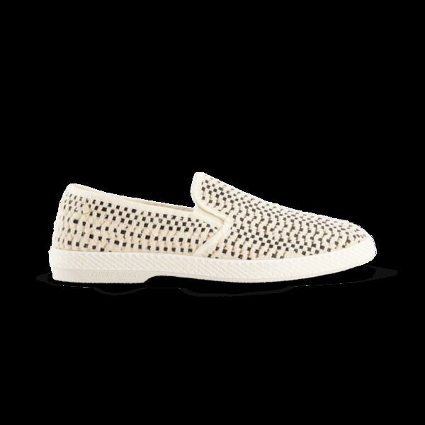 リビエラ レディース シューズ スリッポン・ローファー Rivieras Woven SlipOn Loafer Ecru And Black エクリュ