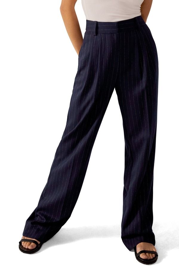 フェイバリット ドーター レディース ボトムス レギンス パンツ Favorite Daughter The Favorite Pants Navy Pinstripe ネイビー