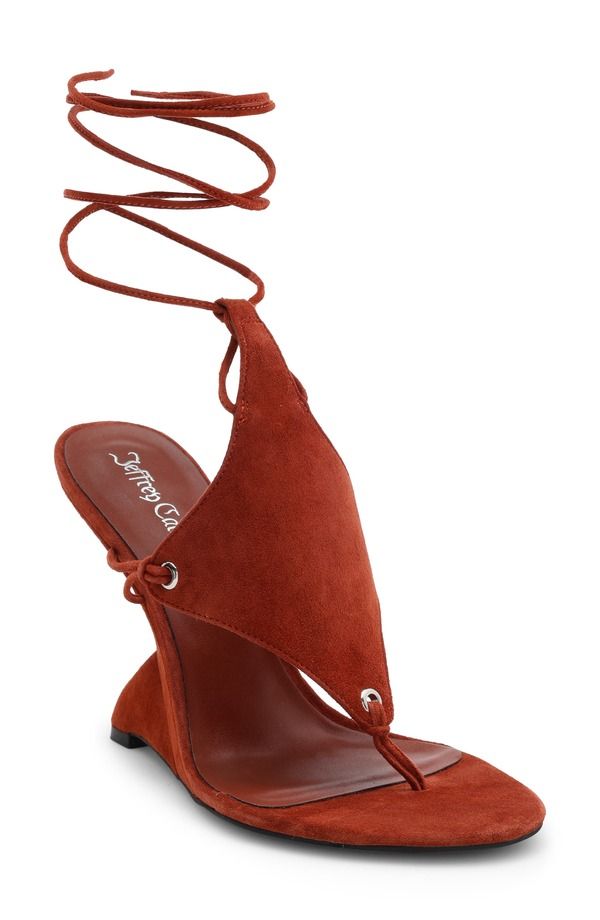 ジェフリー キャンベル レディース シューズ サンダル アンクル Jeffrey Campbell Pachouli Ankle Wrap Wedge Sandal Rust Suede ラスト