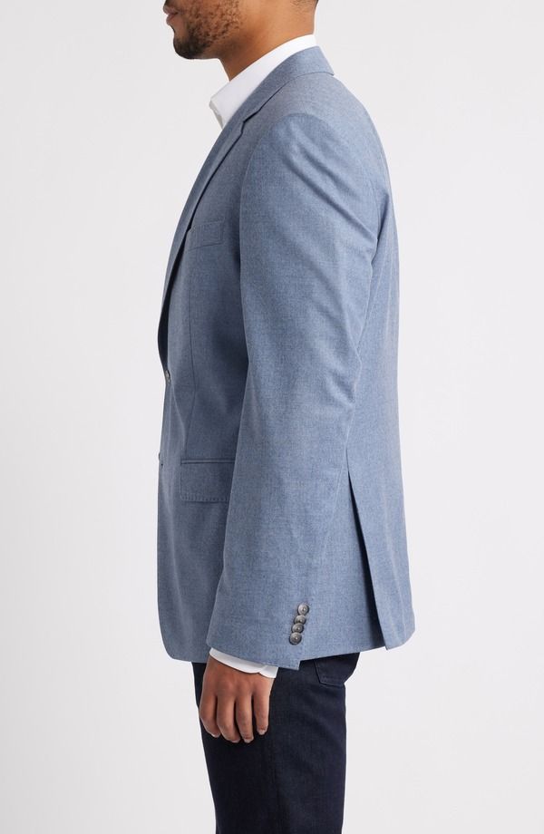ボス メンズ アウター ジャケット・ブルゾン ウール コート BOSS Huge Trim Fit Wool Mlange Sport Coat Open Blue ブルー