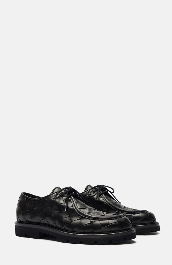 スカロッソ メンズ シューズ SCAROSSO Damiano Derbies Black Calf Woven ブラック