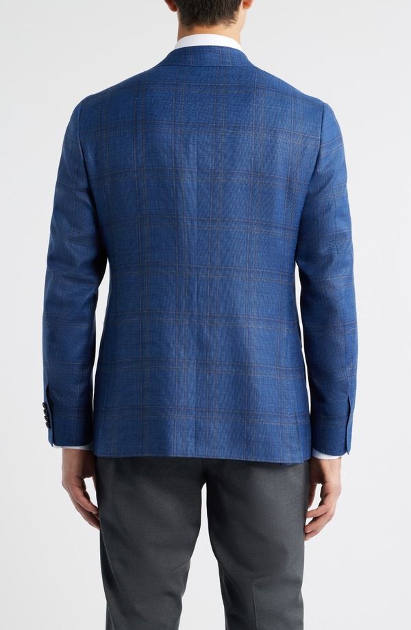 カナーリ メンズ アウター ジャケット・ブルゾン ウール シルク コート Canali Kei Trim Fit Blue Mlange Shadow Plaid Wool Silk Blend Sport Coat Brt Blue ブルー