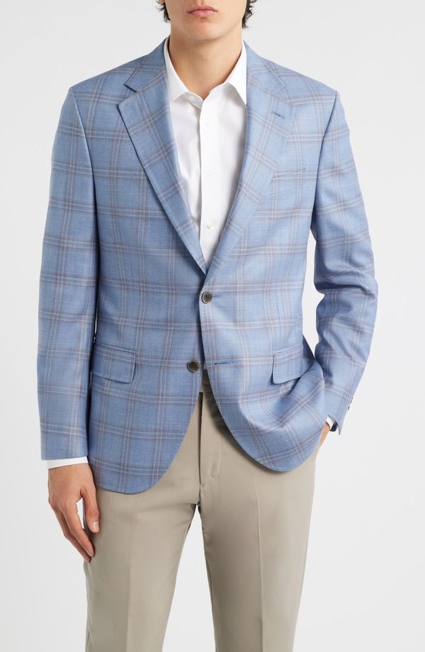 ピーター・ミラー メンズ アウター ジャケット・ブルゾン ウール シルク コート Peter Millar Hyperlight Soft Light Blue Plaid Wool Silk Blend Sport Coat Light Blue ブルー