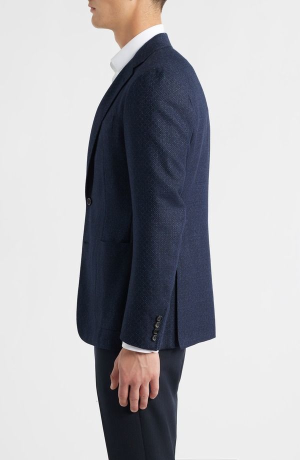 カナーリ メンズ アウター ジャケット・ブルゾン ウール シルク コート Canali Kei Trim Fit Diamond Jacquard Wool Silk Blend Sport Coat Navy ネイビー
