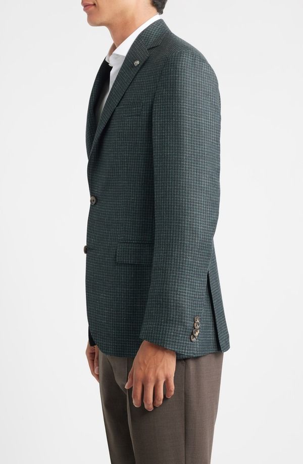 ジャックビクター メンズ アウター ジャケット・ブルゾン ウール シルク コート Jack Victor Midland Contemporary Fit Green Houndstooth Wool Silk Blend Sport Coat Dark Ol
