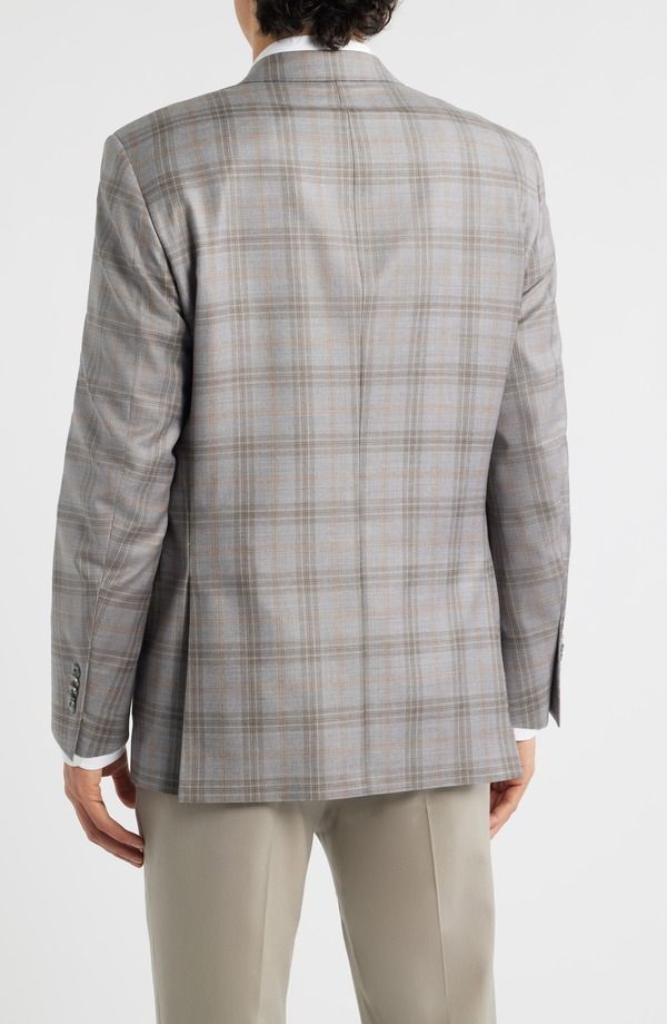 ピーター・ミラー メンズ アウター ジャケット・ブルゾン ウール コート Peter Millar Flynn Classic Fit Light Grey Brown Plaid Wool Sport Coat Light Grey グレー