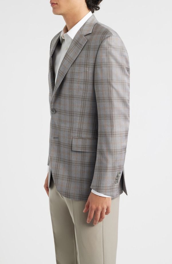 ピーター・ミラー メンズ アウター ジャケット・ブルゾン ウール コート Peter Millar Flynn Classic Fit Light Grey Brown Plaid Wool Sport Coat Light Grey グレー