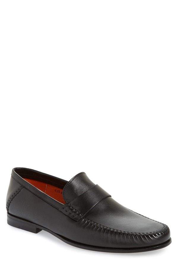 サントーニ メンズ シューズ ローファー Santoni Paine Loafer Black ブラック