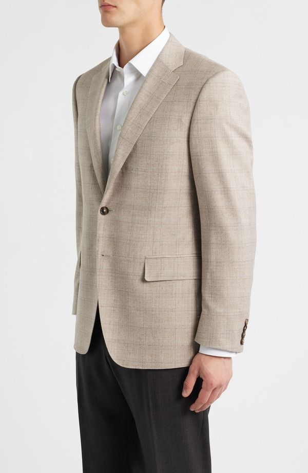 カナーリ メンズ アウター ジャケット・ブルゾン レギュラーフィット ウール コート Canali Siena Regular Fit Windowpane Plaid Super 150s Wool Sport Coat Beige ベージュ
