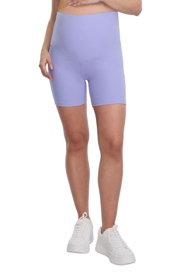 マザーフッドマタニティー レディース ボトムス ハーフパンツ・ショーツ リブ MOTHERHOOD MATERNITY 6 12 Ribbed Maternity Biker Short Sweet Lavender ラベンダー