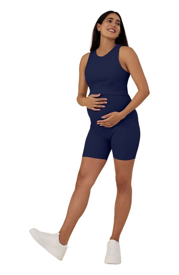 マザーフッドマタニティー レディース ボトムス ハーフパンツ・ショーツ リブ MOTHERHOOD MATERNITY 6 12 Ribbed Maternity Biker Short Navy Blazer ネイビー