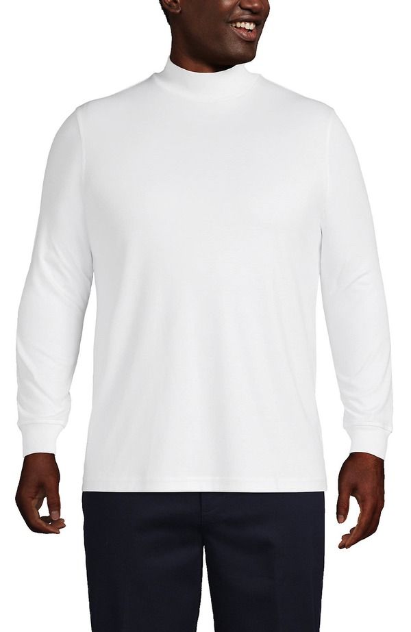 ランズエンド メンズ トップス Tシャツ タートルネック コットン Lands End Cotton Supima Mock Turtleneck White ホワイト