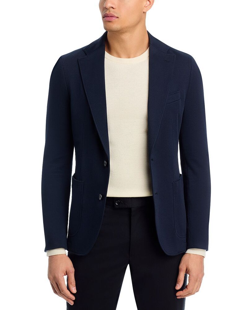ボス メンズ アウター ジャケット・ブルゾン スリムフィット コート ジャージー BOSS Hanry Slim Fit Jersey Sport Coat with Removable Hoodark Blue ブルー