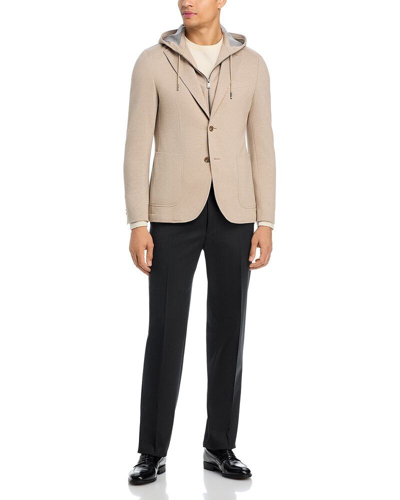 ボス メンズ アウター ジャケット・ブルゾン スリムフィット コート ジャージー BOSS Hanry Slim Fit Jersey Sport Coat with Removable Hood Oatmeal オートミール