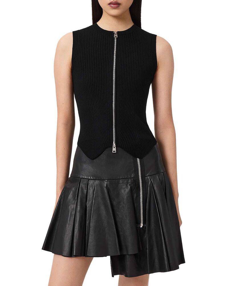 オールセインツ レディース アウター コート ALLSAINTS Cruzip Waistcoat Black ブラック