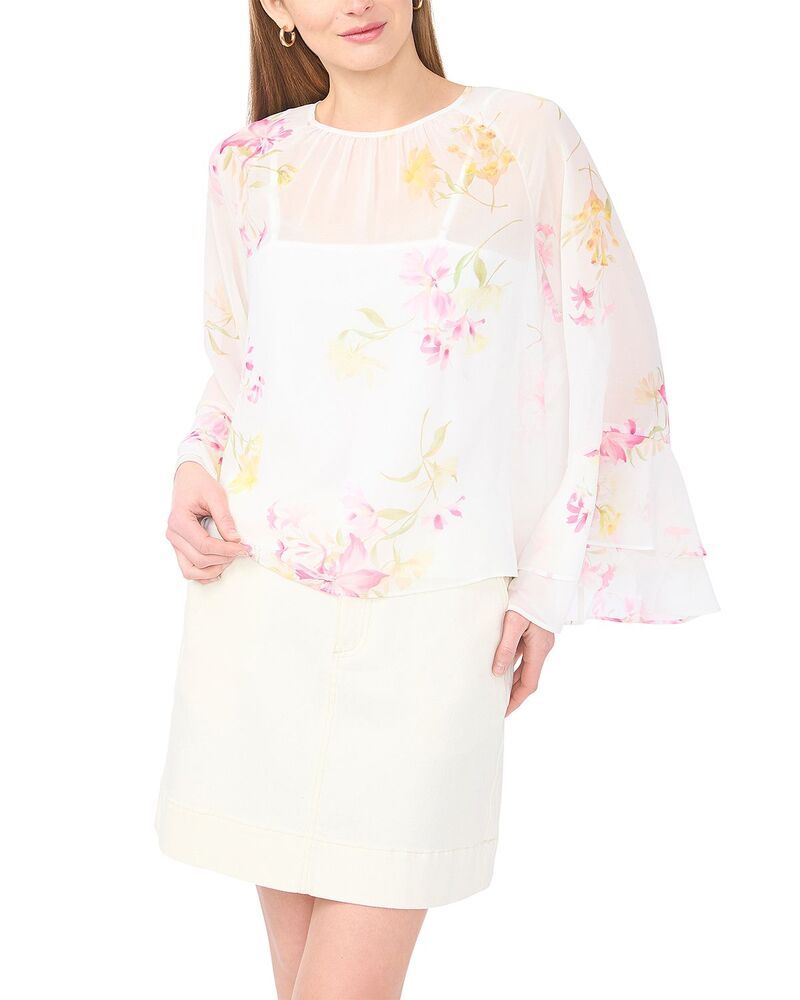 ヴィンスカムート レディース トップス シャツ フリル ブラウス VINCE CAMUTO Double Ruffle Sleeve Blouse Lemon Cream クリーム