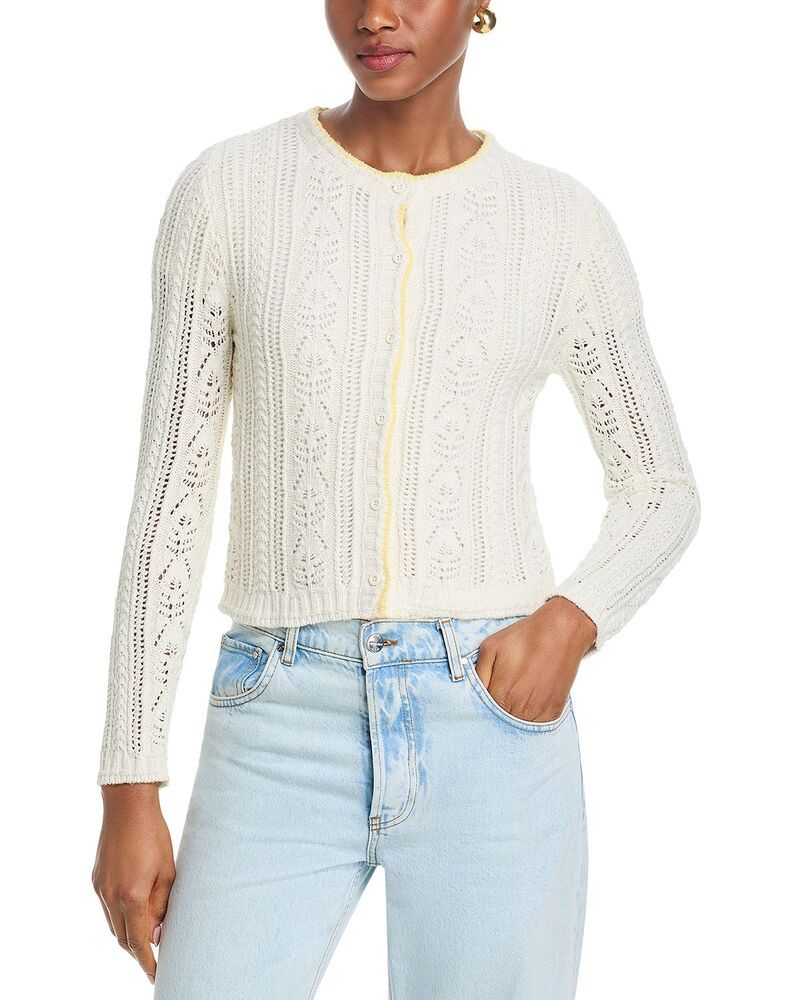 ヴェルヴェットバイグラハムスペンサー レディース アウター カーディガン クルーネック Velvet by Graham Spencer Daisy Long Sleeve Crewneck Cardigan Ivory Cream クリーム