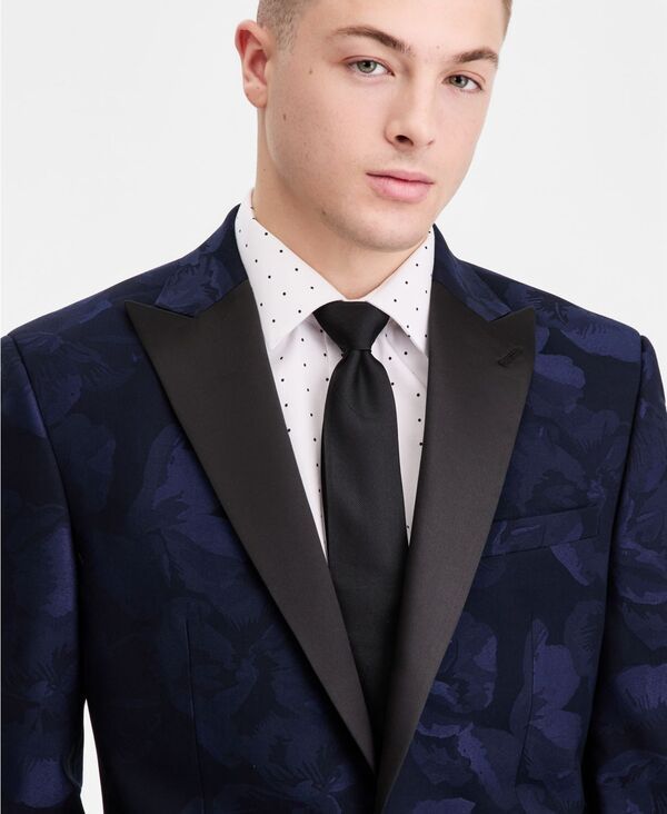 【送料無料】 バースリー メンズ ジャケット・ブルゾン アウター Mens SlimFit JacquardFloral Evening Jacket Navy 【送料無料】 バースリー メンズ ジャケット・ブルゾン アウター Mens SlimFit JacquardFloral Evening Jacket Navy