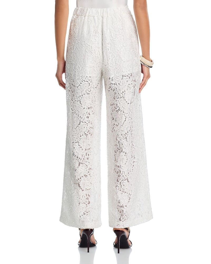 アクア レディース ボトムス カジュアルパンツ ワイドレッグ レース AQUA Lace Wide Leg Pants Exclusive Ivory アイボリー