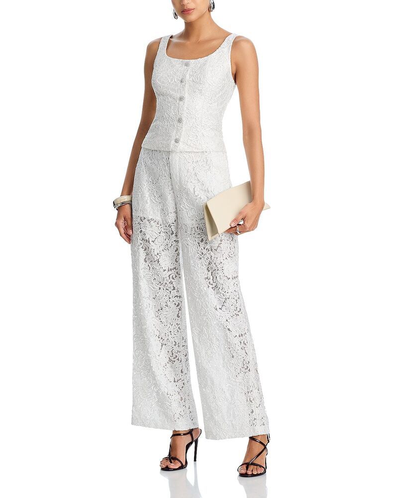 アクア レディース ボトムス カジュアルパンツ ワイドレッグ レース AQUA Lace Wide Leg Pants Exclusive Ivory アイボリー