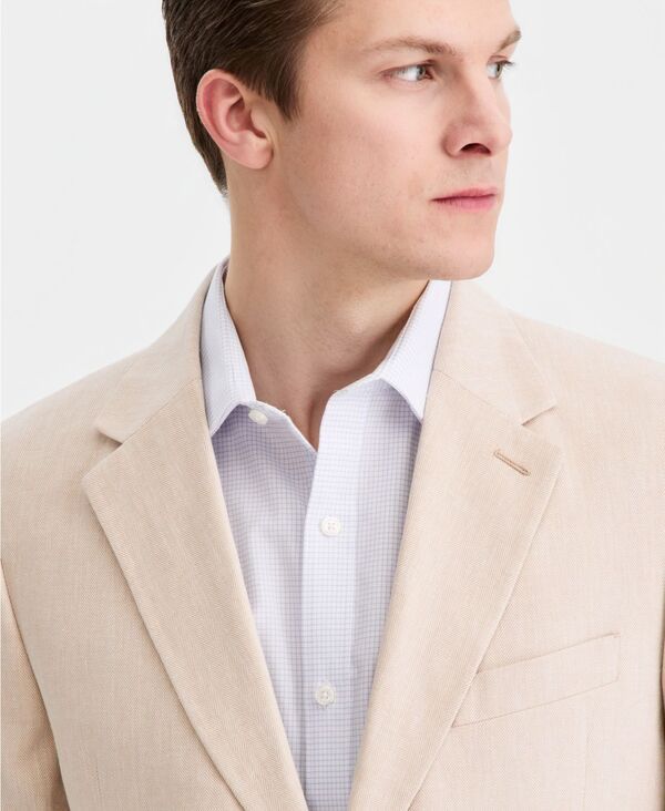 【送料無料】 ナウティカ メンズ ジャケット・ブルゾン ブレザー アウター Mens ModernFit Herringbone Cotton Linen Blazer TAN