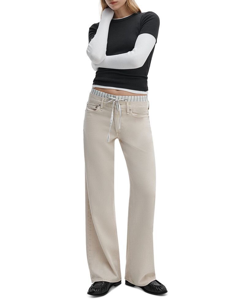 ラグアンドボーン レディース ボトムス デニムパンツ ローライズ ジーンズ rag bone Saige Boxer Low Rise Straight Jeansand Stripe サンド