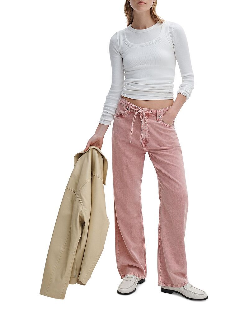 ラグアンドボーン レディース ボトムス デニムパンツ ジーンズ rag bone Phoebe Drawstring High Rise Wide Jeans in Raspberry