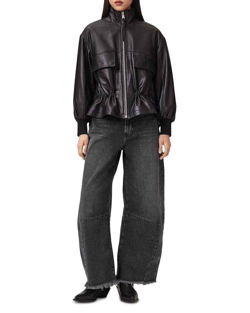 オールセインツ レディース ボトムス デニムパンツ ジーンズ ALLSAINTS Payton High Rise Barreleg Crop Jeans in Washed Black ブラック