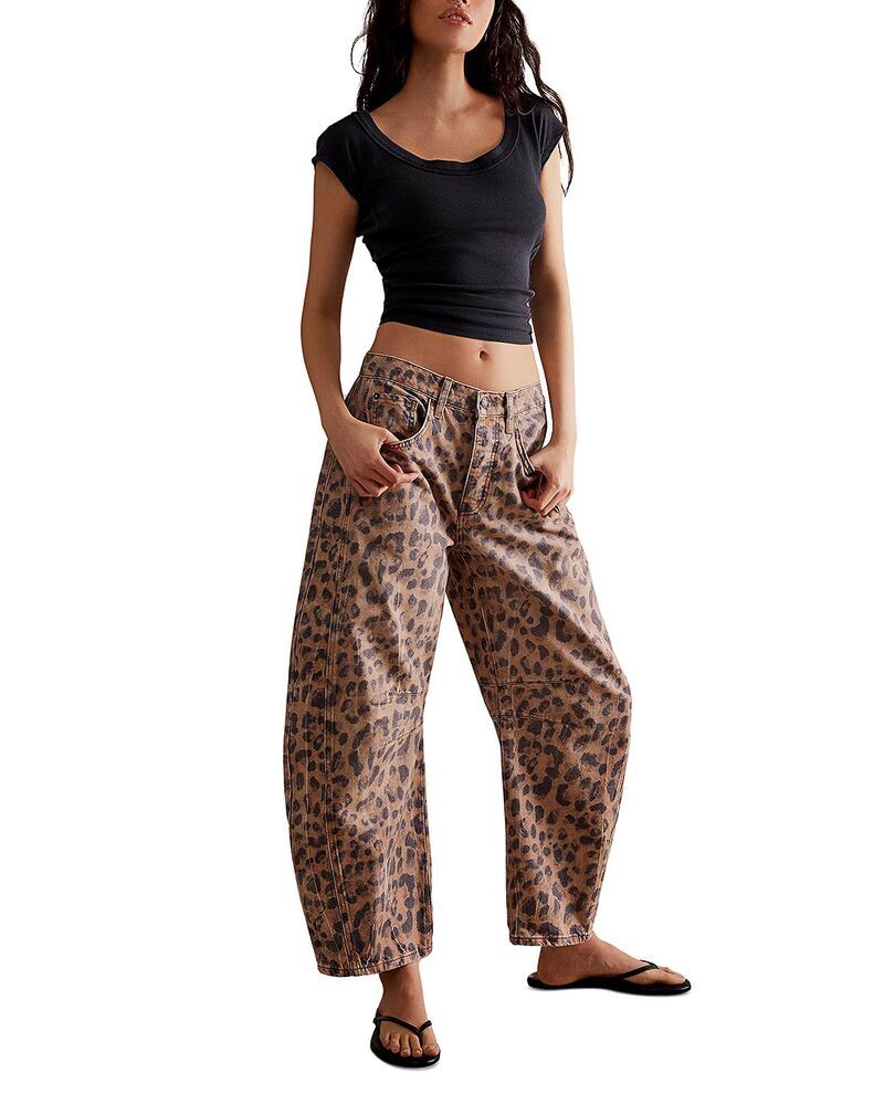 フリーピープル レディース ボトムス デニムパンツ ジーンズ Free People We The Free Good Luck Leopard Barreleg Jeansugar Brown Sugar ブラウン