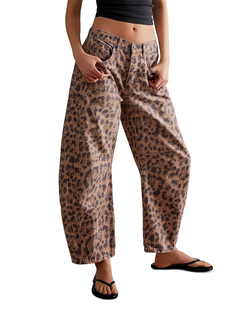 フリーピープル レディース ボトムス デニムパンツ ジーンズ Free People We The Free Good Luck Leopard Barreleg Jeansugar Brown Sugar ブラウン