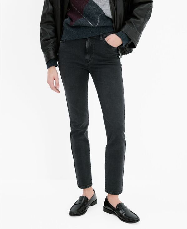 【送料無料】 マンゴ レディース デニムパンツ ボトムス Womens Claudia SlimFit Cropped Jeans Black denim