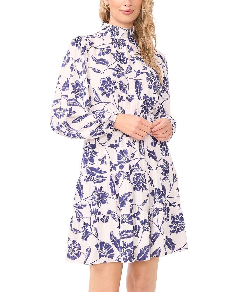 ワンステイト レディース トップス ワンピース ミニ シャーリング 1STATE Smocked Neck Long Sleeve Mini Dress Classic Navy ネイビー